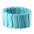 COLORFUL BLING Bohemian Simulated Turquoise Stretch Bangle Bracelet for Women Adjustable Ethnic Natural Stone Statement Wide Wrap Bracelet Boho Jewelry - color: wide