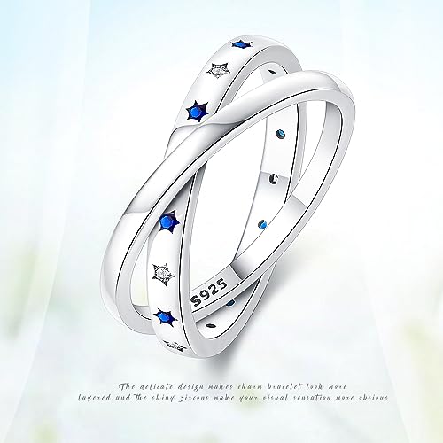 KUNSIR 925 Sterling Silver Rings Classic Cubic Zirconia Eternity Promise Statement Anniversary Wedding Bands Engagement Rings for Women Infinity Forever Love Ring Size 7-9 - style: Star Ring