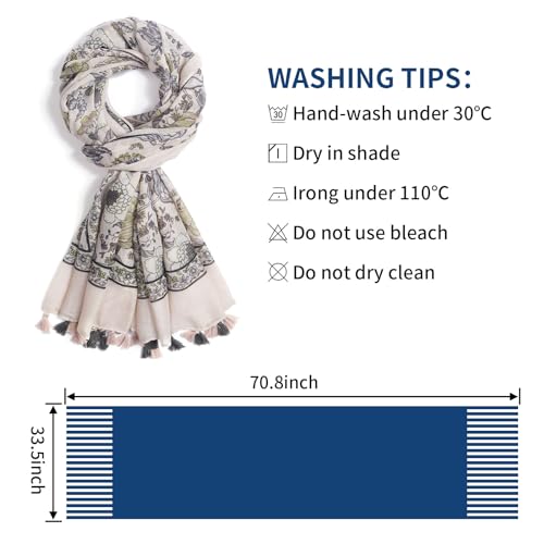 QIUTIMIY Scarf for Women Lightweight Soft Floral Leopard Printed Scarves Fall Winter Fashion Shawl Wrap with Fringe - color: Flower-pink Grey