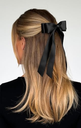 Hair Bows for Women Clips Hair Ribbons Bow for Girls Fall Fashion Hair Accessories, Black & Brown - color: Black & Brown