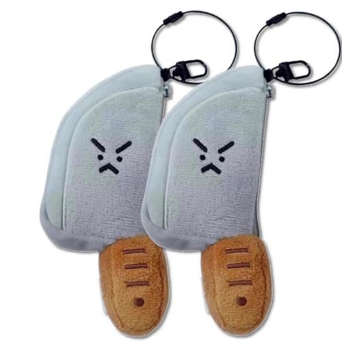 Coin Purse Keychain for Women and Men, Funny Plush-Wallet Coin Pouches with Zipper, Plush Earbud Pouch, Mini Backpack Charms (2pcs)