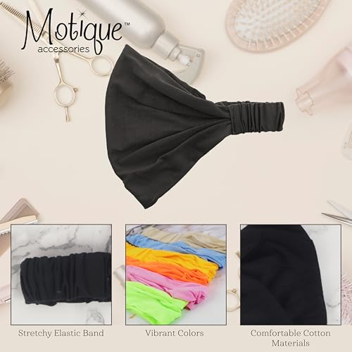 Motique Accessories Wide Cotton Head Band Solid Boho Yoga Style Soft Hairband for Women (Dark Grey) - color: Dark Grey