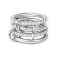 SLOONG Gold Stackable Rings for Women Non Tarnish, Dainty 18K Gold Plated Cubic Zirconia Rings, Silver Rose Gold Rings Set, Multi Ring Mixed Metals Stackable Ring Set for Women - style: 4PCS Silver