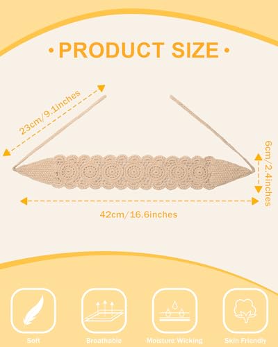 HAIMEIKANG Hippie Hair Bandanas Headbands for Women Boho Headband Knit Hair Bands Floral Head Wrap for Girls (Khaki + Brown + Dark Brown) - color: Khaki + Brown + Dark Brown
