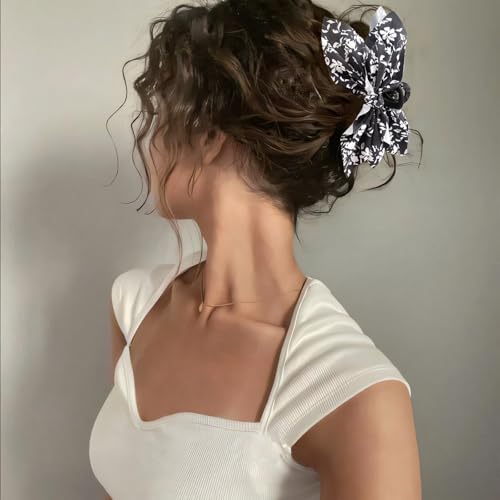 Bow Claw Clips Bow Hair Clips Black 3PCS Big Hair Bows for Women Butterfly Styling Large Hair Clips for Thick Hair for Girls Hair Accessories for Teen - color: 3PC-Black Series