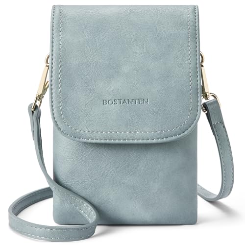 BOSTANTEN Vegan Leather Crossbody Bags for Women Designer Cell Phone Bag Wallet Purses Adjustable Strap - color: Denim Blue