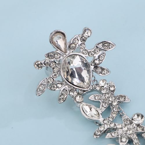Denifery Rhinestones Finger Ring Bracelet Hand Chain Bracelets with Ring Slave Bracelets Boho Bangle Bracelets Wedding Hand Harness Hand Accessories for Women - color: Silver