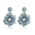 coadipress Boho Denim Camellia Flower Dangle Earrings for Women Exaggerated Big Layered Tiered Blossom Floral Drop Long Earring Chic Statement Earrings Wedding Bridal Jewelry Gifts - style: Pearl Flower
