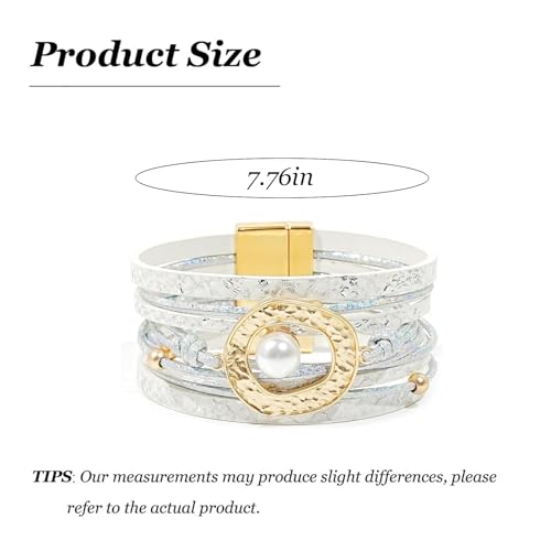 Long tiantian Boho Leather Wrap Bracelets Western Bracelets for Women Stackable Starfish Crystal Pearl Turquoise Leather Bracelet With Clasp Jewelry Gifts Boho Dresses - color: C2:white leather bracelet