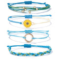 Sunflower Friendship Bracelets Boho Stackable String Bracelets Cute Trendy Gifts for Teen Girls Women - color: Green Blue