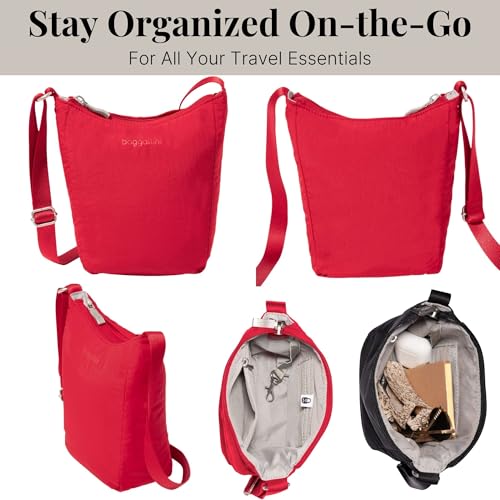 Baggallini Swift Mini Crossbody Bag for Women - 4.5x7 Small Travel Purse with Crossbody Strap and RFID - color: B- Lite Scarlet Red