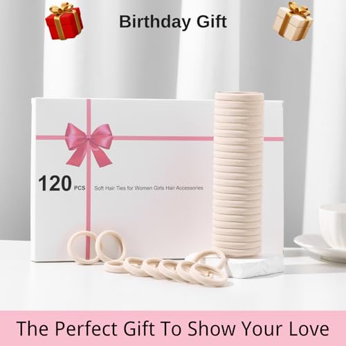 LuSeren 120 Pcs No Damage Hair Ties for Thick Hair, Large Soft Seamless Nylon Hair Elastics for Women, Ponytail Holders, Hair Accessories – Blonde - color: blonde
