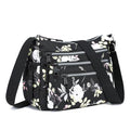 AOCINA Crossbody Bags for Women Multi Pocket Nylon Lightweight Ladies Purses Messenger Shoulder Handbags Satchel Travel Bag - color: Black Flowers, size: Small