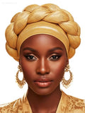 Woeoe African Headwrap Gold Braided Turbans for Women - color: Gold