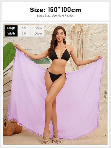 QIANXIZHAN Women's Swimsuit Cover Up,Beach Sarong Wrap Bottom Coverup for Women Short Skirt - color: Tassels Purple
