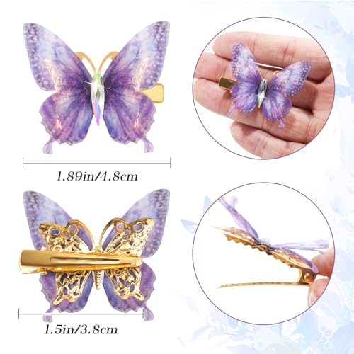 18Pcs Butterfly Hair Clips Crystal Moving Rainbow Glitter Clips Fairy Accessories for Women Hair Accessories for Teens Colorful Hair Clips - color: Crystal