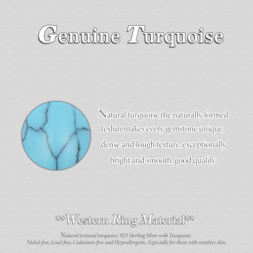 Boho Rings 925 Sterling Silver Turquoise Ring Western Jewelry Women's Eternity Rings Christmas Jewelry Gifts for Wife Mom Size 7-9 - style: Turquoise-4