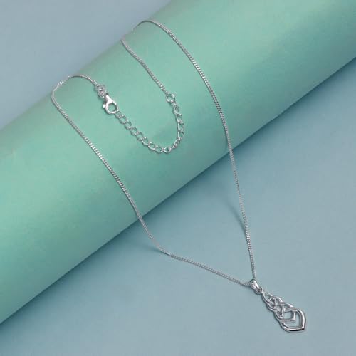 LeCalla 925 Sterling Silver Knot Pendant Necklace for Women | CZ Infinity Celtic Knot Heart Shaped Necklace | Graduation Birthday Gifts for Anniversary - color: Infinite Celtic Knot
