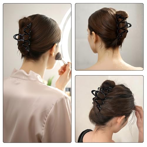 Metal Claw Clip for Thick Hair, Black Claw Clip with Strong Hold, Non-Slip Metal Hair Clip for Buns, Twists & Half-Up Styles, 1 Piece