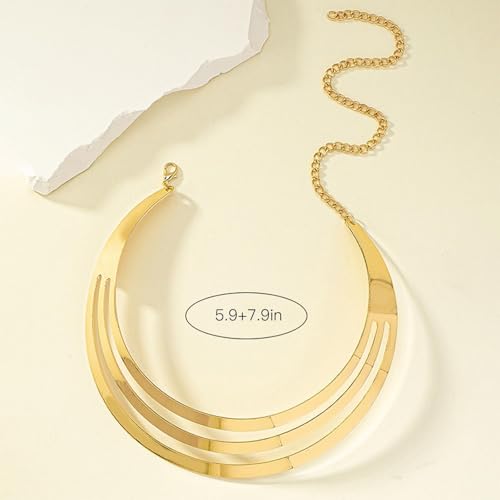 Chunky Chain Necklaces Women Statement Collar Necklace Gold Flat Snake Chain Choker Ribbed Design for Party, Dress Jewelry Gifts - color: A4