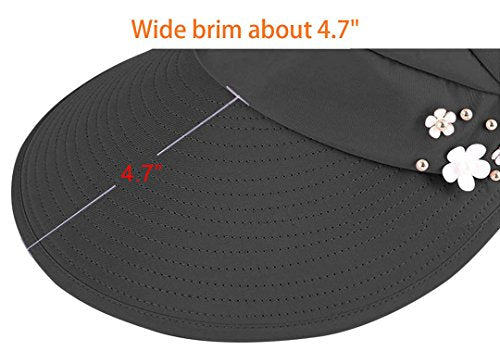 Sun Hats for Women Wide Brim Sun Hat UV Protection Caps Floppy Beach Packable Visor - color: Navy