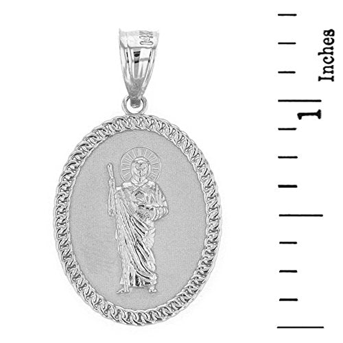 Religious Jewelry Sterling Silver Jesus The Good Shepherd Cuban Link Oval Medal Pendant (1.28")