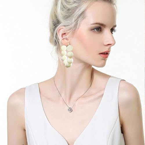Summer Candy Colored Bead Earrings Lightweight Dainty Acrylic Geometry Hoop Earrings for Women Cute Boho Chic Handmade Jewelry - color: Beige