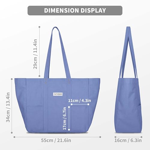 HOMESPON Large Canvas Tote Bag for Women Everything Bag with Pockets and Laptop Sleeve - color: Violet