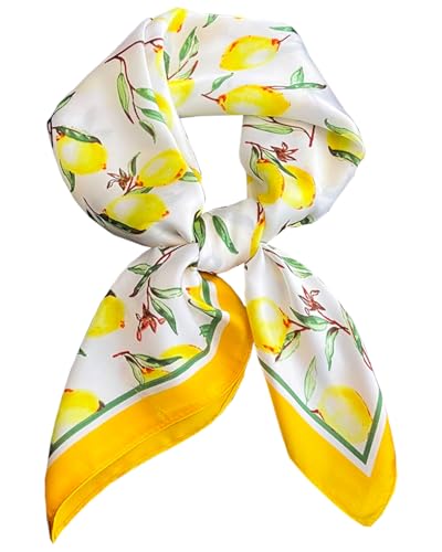 Satin Bandana Headscarf for Women Silky Hair Scarves for Fashion Lightweight - color: 18-yellow Lemon
