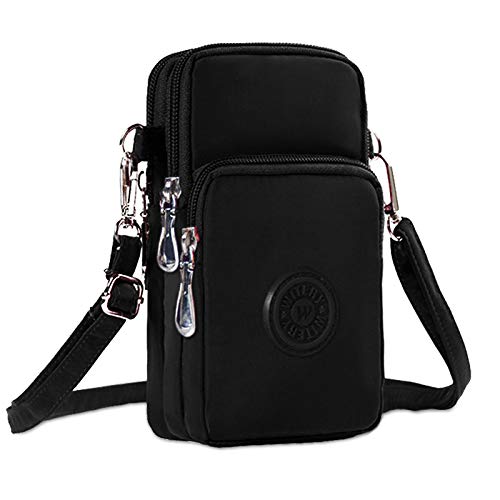 WITERY Waterproof Nylon Cute Crossbody Cell Phone Purse Smartphone Wallet Bag for Women - color: Black