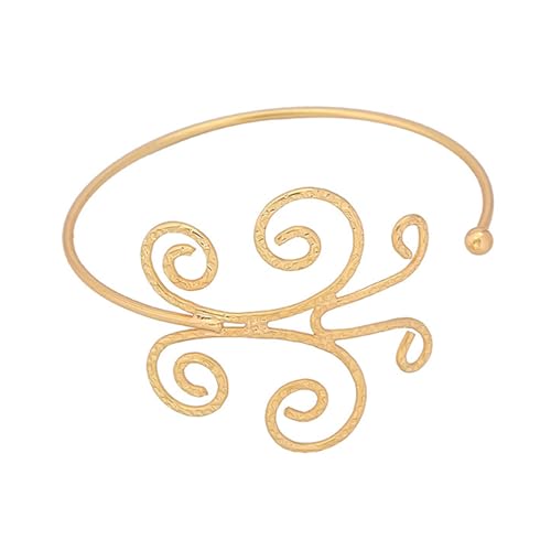Cool Upper Arm Adjustable Bracelet Open Punk Gothic Cuff Bangle Coil Swirl Leaf Wing Butterfly Silver Gold Armband Minimalist Armlet Vintage Jewelry for Women - color: gold butterfly