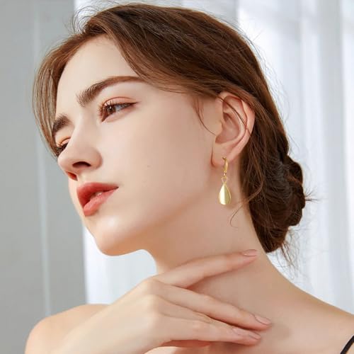Dangle Earrings For Women, Silver Plated Lightweight Drop Earrings With Sparkling Cubic Zirconia,14K Gold Plated Hypoallergenic Face Shaping Earrings For Wedding Party Daily Office Jewelry Gift - color: Gold-B