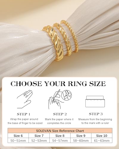 Silver Gold Rings for Women Non Tarnish 14K Gold Plated Stackable Rings for Women Stacking Thumb Pinky Eternity Cubic Zirconia Engagement Wedding Band Ring Set Woman Jewelry 1.5mm 2.5mm 5mm - color: E-Gold Twist Rings