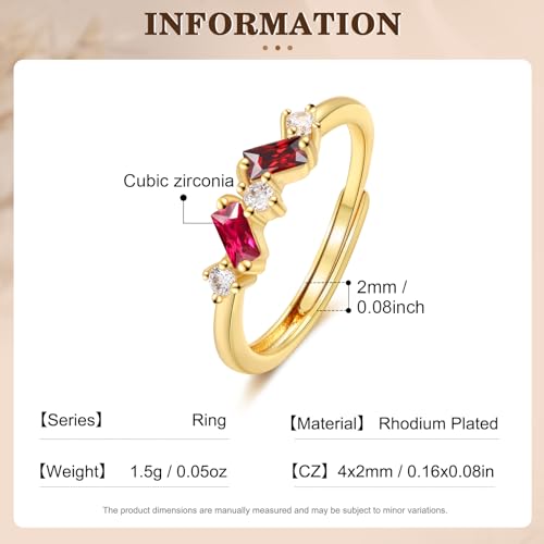 Personalized Birthstone Ring for Mom, 1–4 Baguette Birthstones Adjustable Ring, Minimalist Family Ring, Mother’s Day Gift for Mom Wife Grandma - color: 2 stones