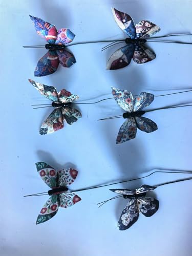 Berfutall-Artificial Feather 3D Butterfly Party Decorations Set of 12 with Clip 12 Color Ornaments for Christmas Tree (D Wire) - color: D Wire