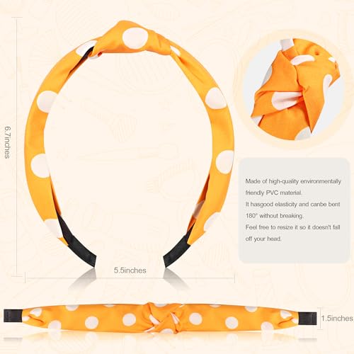 DiyJibb Headbands for Women Girls - 6PCS Stylish Top Knotted Headbands - Knotted Headband for Women - Head Bands Wide Hairband Hair Accessories - color: Dot-01