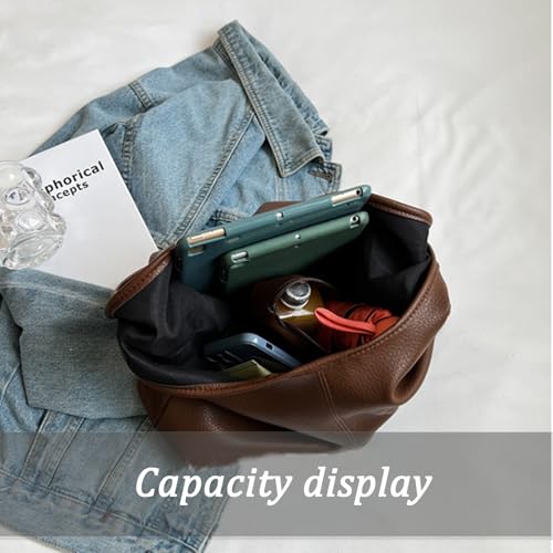 Straw Hobo Bag for Women 2026 Boho Woven Beach Purse Large Summer Straw Tote with Lining Black Raffia Shoulder Bag | straw material - color: Pu-hobo Brown