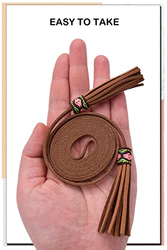 TeeYee Waist Belt Woven Knitted Rope/Chain PU leather 3 Pieces Tassel Rope Skinny Belt - color: 258blacktanwhite