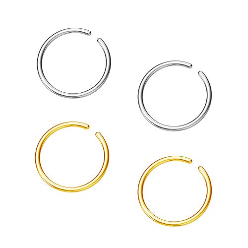 Hoop Cartilage Earring Fake Earrings Nose Rings Septum Nose Ring Stainless Steel for Women Men Girls - color: C-Mix Color