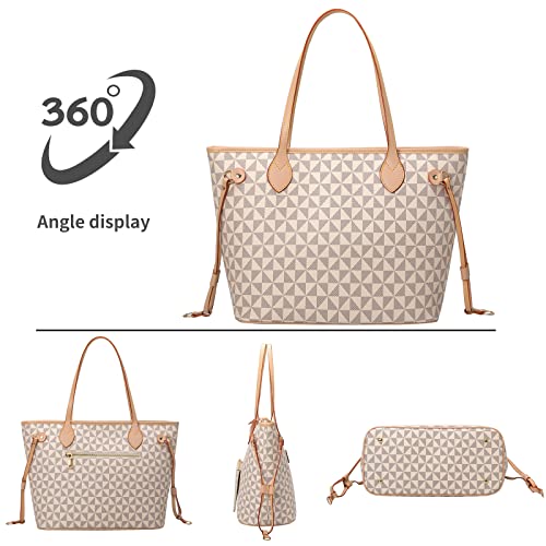 Lacel Urwebin Handbags for Women Designer Fashion Purses Top Handle Satchel Shoulder Bags 2pcs with Small Wallet (White) | Top Handle Satchel