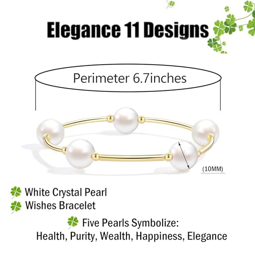 Elegance 11 designs 10mm Crystal White Pearl Blessing Bracelet - style: style-1pcs