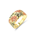 Santuzza 925 Sterling Silver Enamel Flower Pattern Ring for Women - color: Lotus-Red