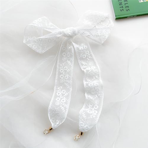 GERINLY Solid Color Long Neckerchief Pure Skinny Scarf Necktie for 50's Costume Party Wedding Cosplay Accessory Headband - color: Y-white