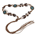 Bohemian Sytle Womens Rope Boho Waist Belt for dress - color: Oval Blue