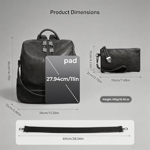 Women's Backpack with Wristlet Set, Large Capacity Tote Backpack for Women, Fashion Travel Backpack & Stylish Mommy Bag (Brown) - color: Brown
