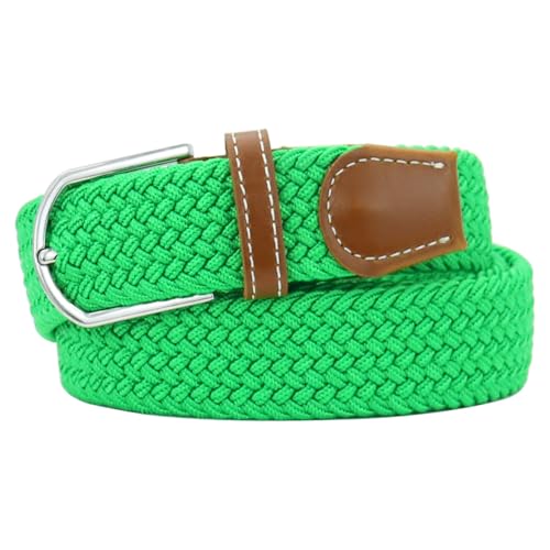 Mixed Color Woven Stretch Braided Belts for Men and Women Fashion Elastic Belts - color: Green, size: for Waist Size 37"-39"