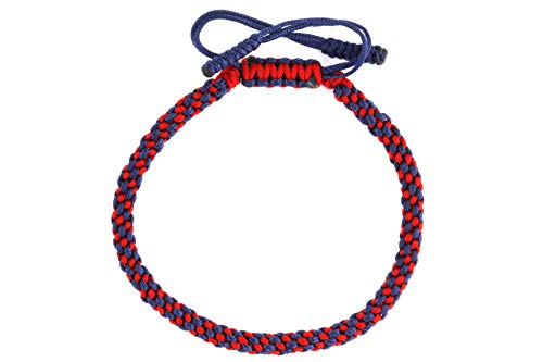 Dowling Brothers One Tibetan Monk Lucky Minimal Rope Buddhist Handmade Knot Bracelet - color: NAVY RED BRAID