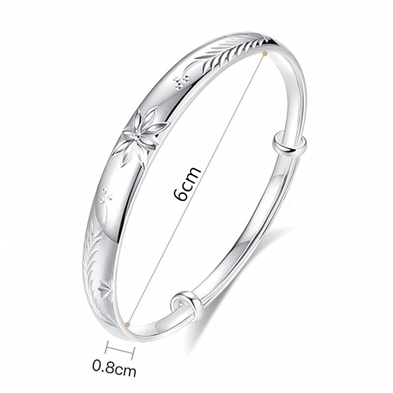 Sterling Silver Bangle Bracelets for Women,Fashion Jewelry Simple Adjustable 925 Silver Cuff Bangles for Women Mom Wife Valentine Mothers Day Gift - color: Style2