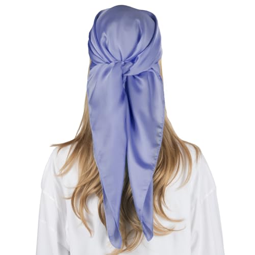 RIIQIICHY 35 Inch Head Scarf for Women Hair Scarf Like Silk Scarf Square Scarf Bandanas for Women - color: Blue
