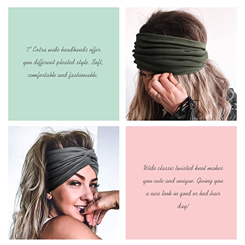 AKTVSHOW 7'' Wide Headbands for Women, Extra Large Turban Workout Headband Fashion Yoga Hair Bands Boho Twisted Thick Hair Accessories, 8Pack - color: Bright Hope